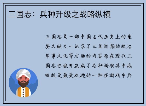 三国志：兵种升级之战略纵横